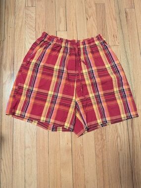 Erika cotton plaid boxer drawstring shorts